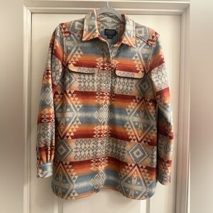 Pendleton Southwest Canyonland Patterned Wool Jacket in Red, Blue, and Cream